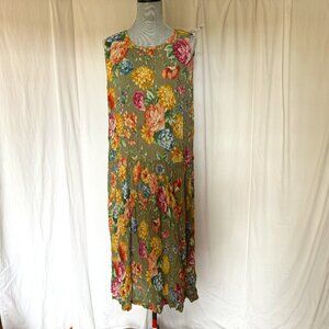 Papillon Colorful Floral  Midi Casual Spring/Summer short sleeve Dress size M